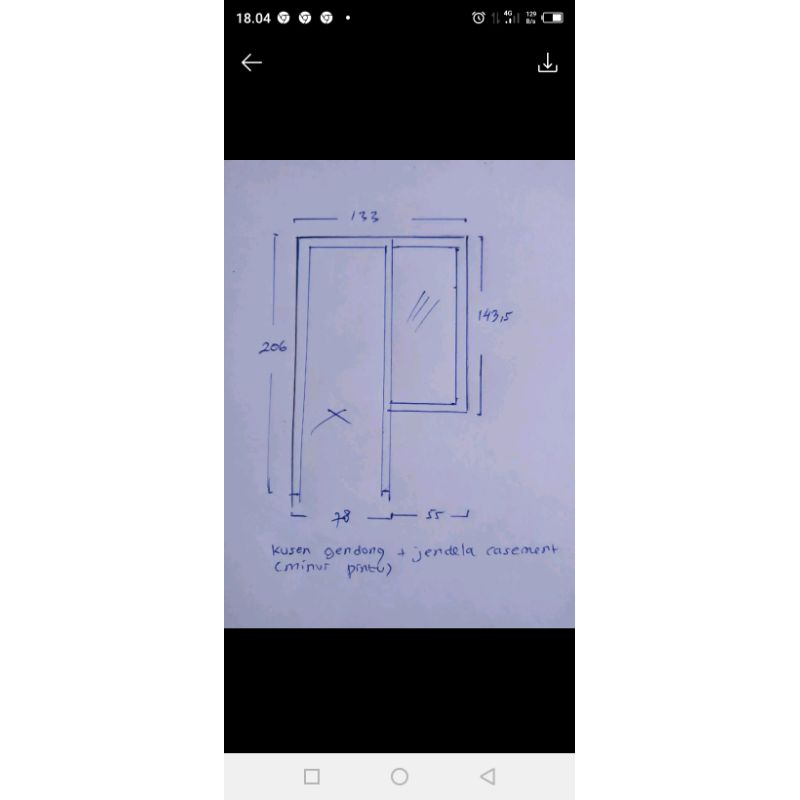 kusen pintu+jendela gandeng sesuai ukuran custome bahan 4inc