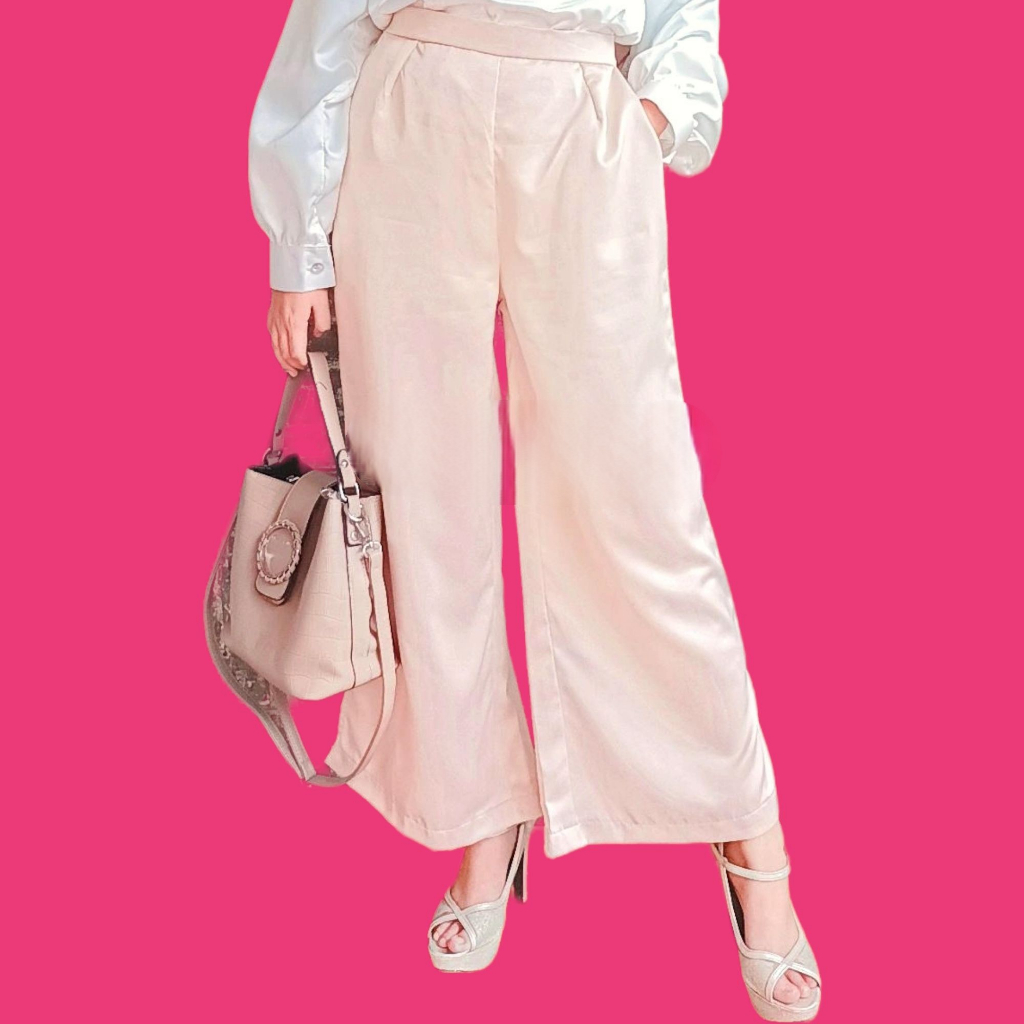 Kulot Satin Panjang / High Waist Pant / Celana Panjang Wanita