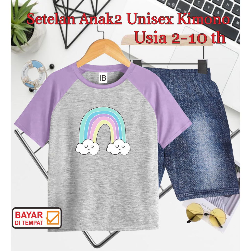 ((IB))SETELAN ANAK2 UNISEX KIMONO/RAINBOW DIGITAL SABLON