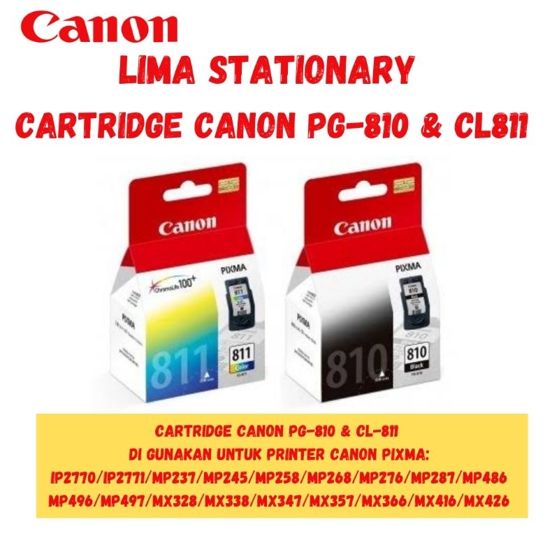 Sepaket Cartridge Canon pg-810 & CL-811 Black & Color Baru Segel