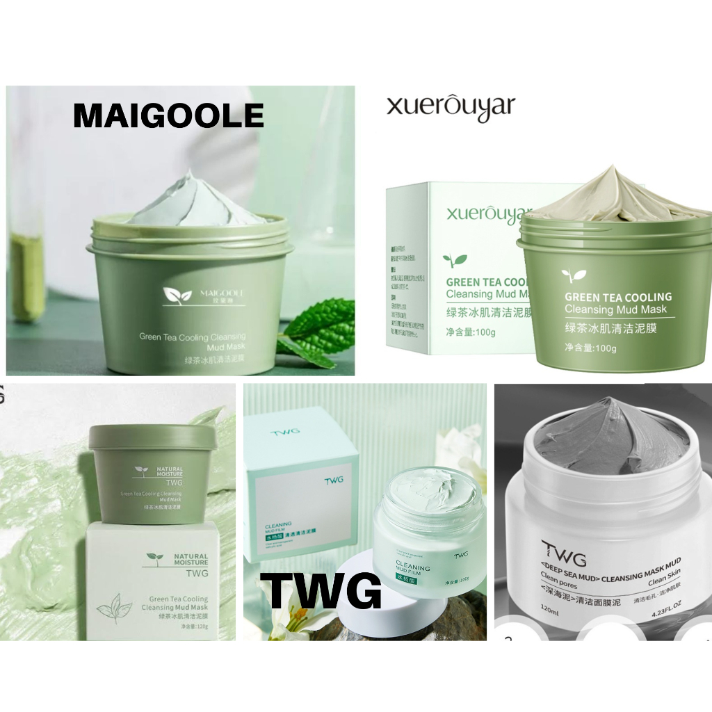 Maigoole Green Tea cleansing Mud Mask | Masker Wajah Green Tea Clay Mask Masker Komedo Jerawat