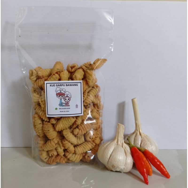 

Kue garpu bawang/rasa bawang pedas/spicy. 200gram/kemasan pouch/premium