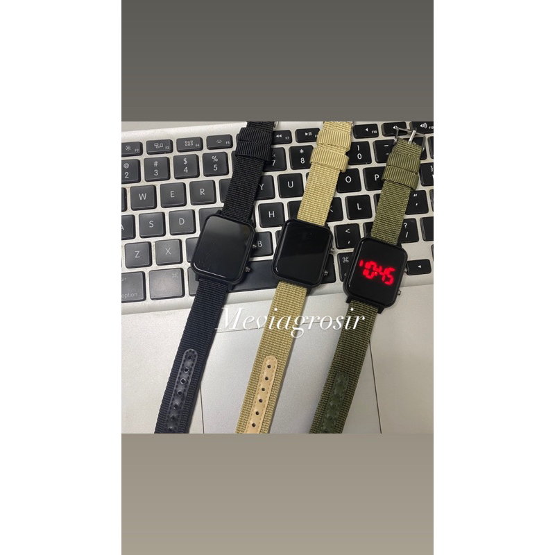 JAM LED KANVAS NEW JSS3397 JAM TANGAN LED WATCH NEW WANITA PRIA JAM TANGAN LED KANVAS SEGI NEW FREE 