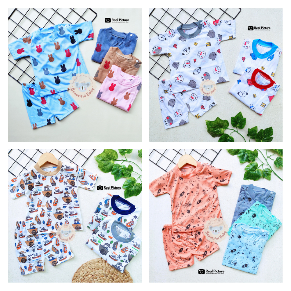 SUPER BUNDLING!! 7pcs Setelan Baju Bayi Usia 0-12 Bulan Untuk Laki-laki &amp; Perempuan / Baju Tidur Bayi Murah / Baju Harian Bayi