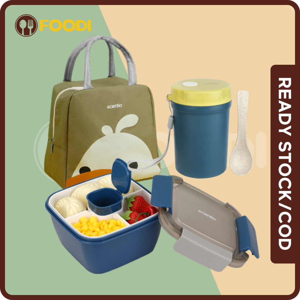 ecentio &amp; FOODI 350ml BPA Free Cangkir Dengan Sendok Anti Tumpah Portable Tempat Sup