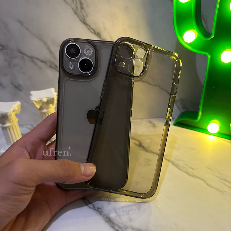 New! Space Clear Case Smoke Hitam Transparan TPU Tebal For iPhone 14 13 12 11 Pro Max X Xr Xs Max 8Plus 7Plus 8 7 Soft Case Bening