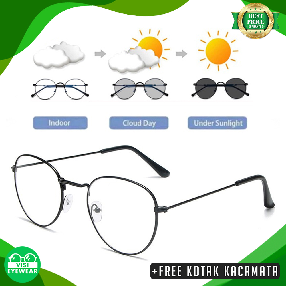 [PROMO] Kacamata Model Retro 3447 Photocromic-Anti radiasi uv Oval Bulat Pria/Wanita Fashion Import 