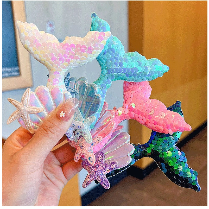 COD Jepit Rambut anak Mermaid glitter Korea Kartun jepitan rambut Lucu Hair Claw Anak Aksesoris Rambut