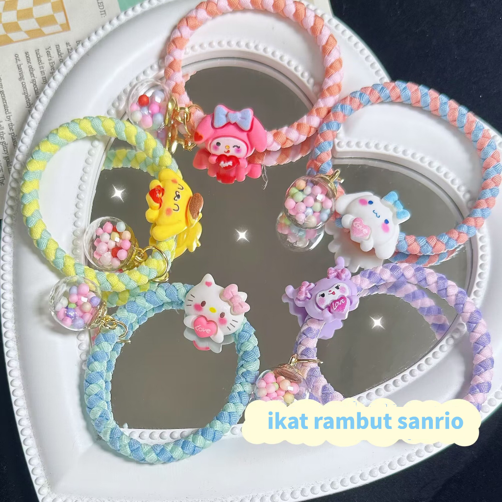 ikat rambut sanrio cinamoroll purin kuromi pochacco melody dewasa anak anak lucu estetik / scrunchie sanrio