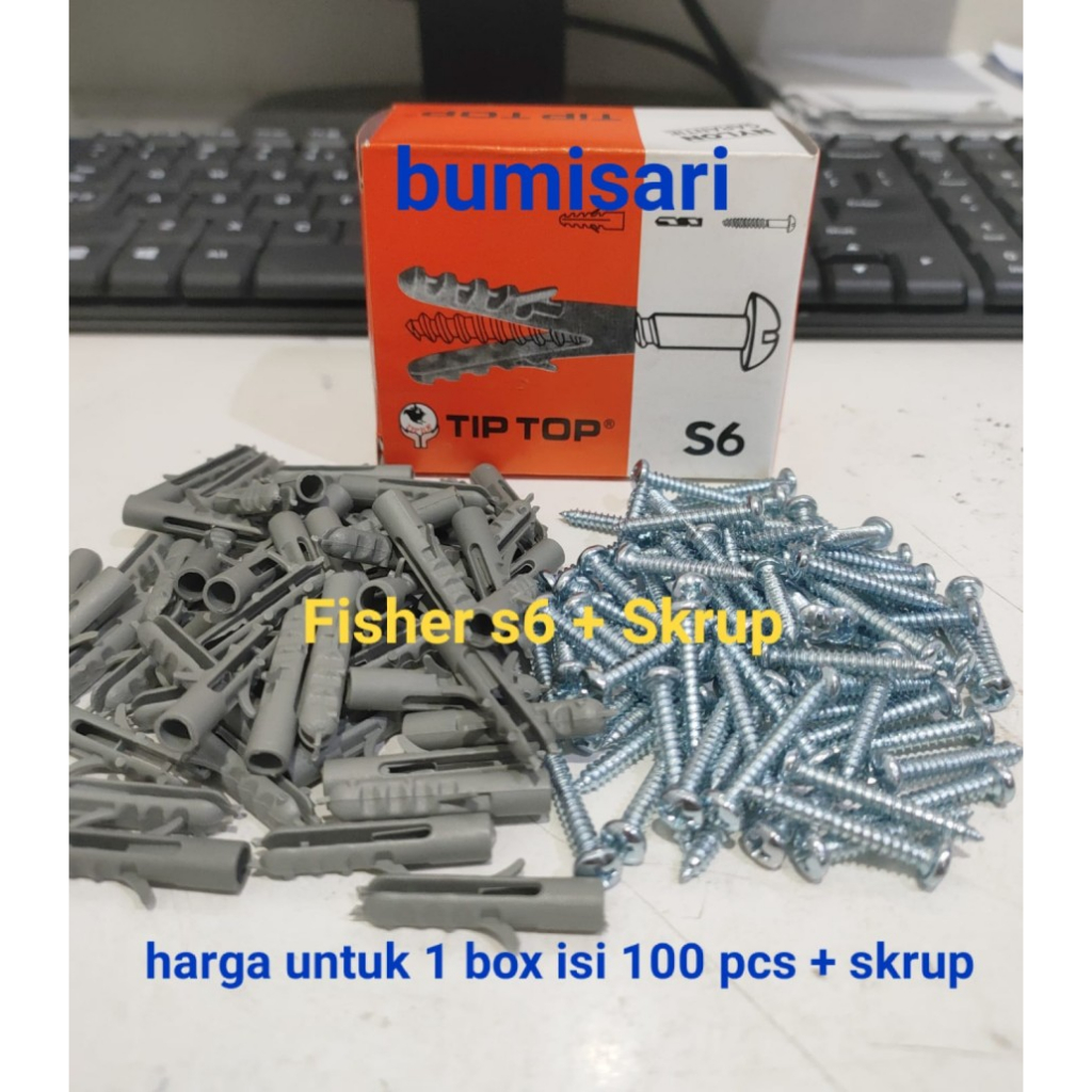 S6 + skrup warna abu- abu / box 100 pcs