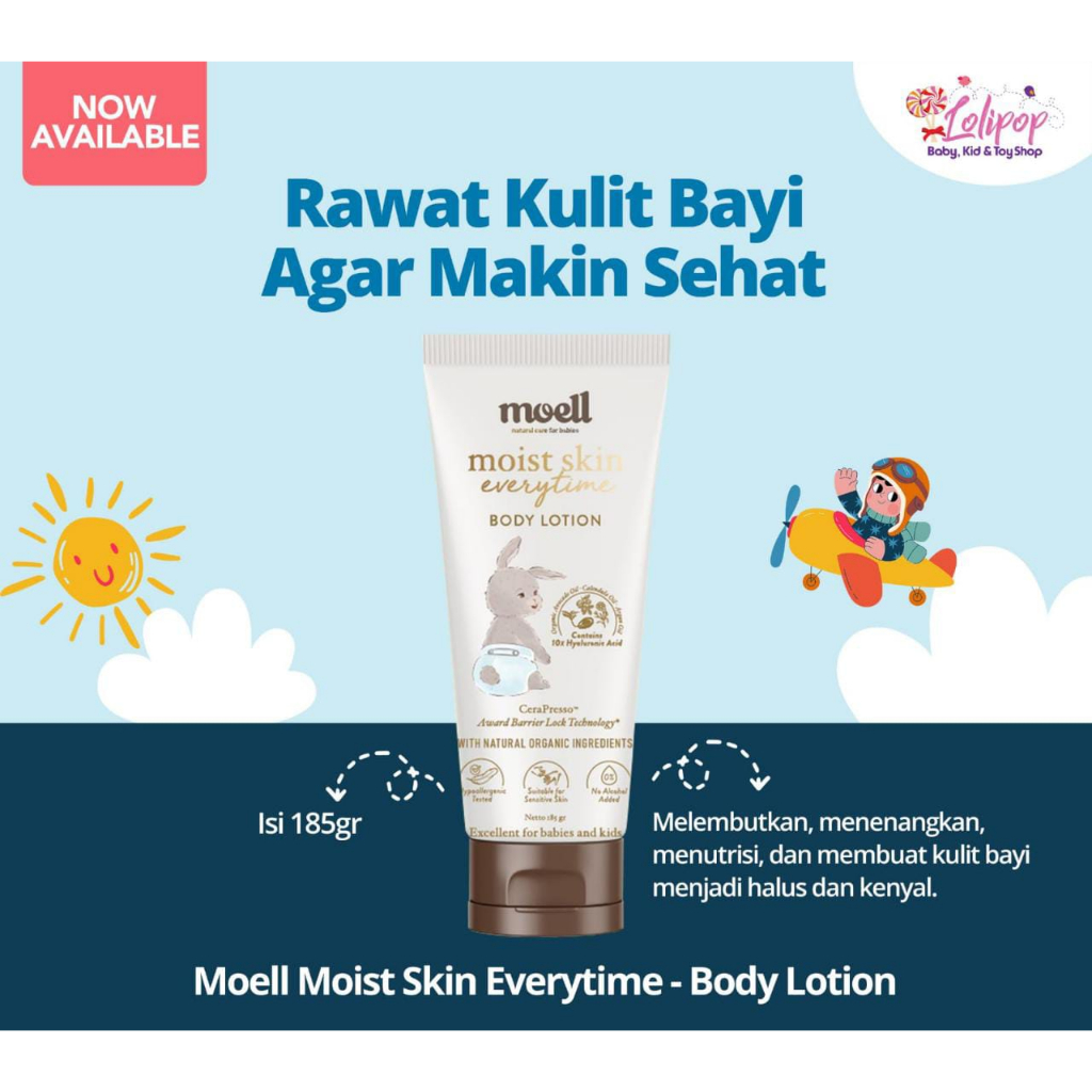 Moell Moist Skin Everytime 185 gr - Baby Body Lotion