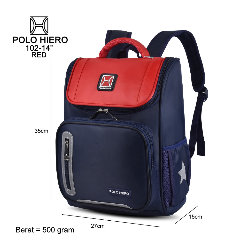 Tas Sekolah Import Tas Sekolah Polo Hiero 102-14&quot; Ransel Backpack Tas Anak-Anak Tas Ransel Fashion