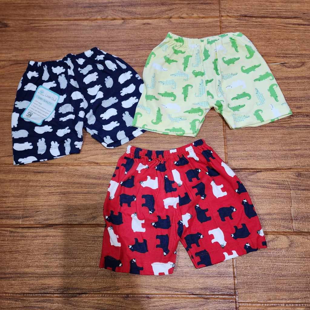 LITTLE OWL ISI3PCS CELANA PENDEK BABY DAN KIDS//CELANA PENDEK ANAK BAHAN KATUN
