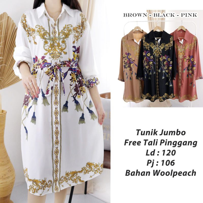 kemeja Tunik Bunga Jumbo Wolpeach Import