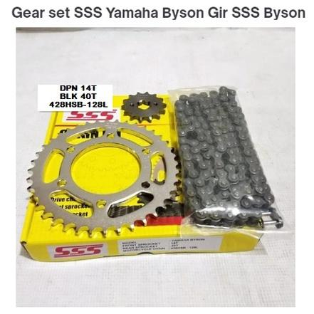gear ger gir set gearset original sss 428 chain kit Byson rantai hitam