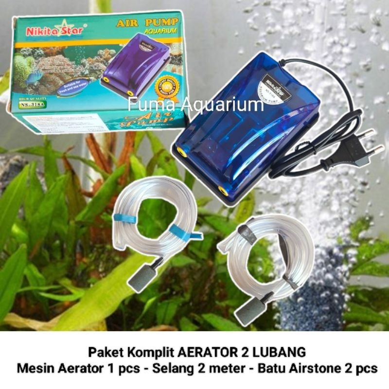 Paket Lengkap Aerator Aquarium Airpump - Paket komplit Mesin gelembung udara Aquarium Aquascape kolam