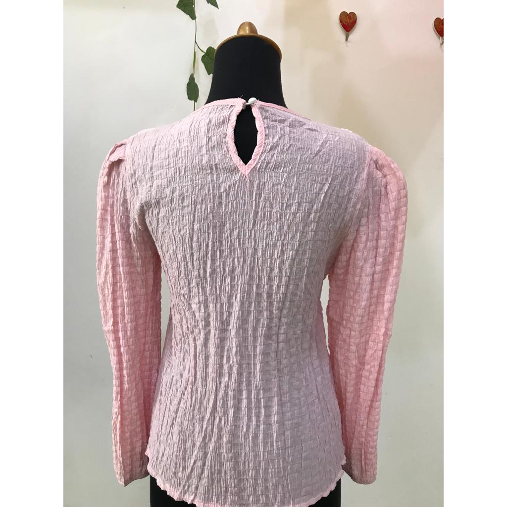 LIZ Blouse Crinkle Vest rajut - Atasan Lengan Panjang