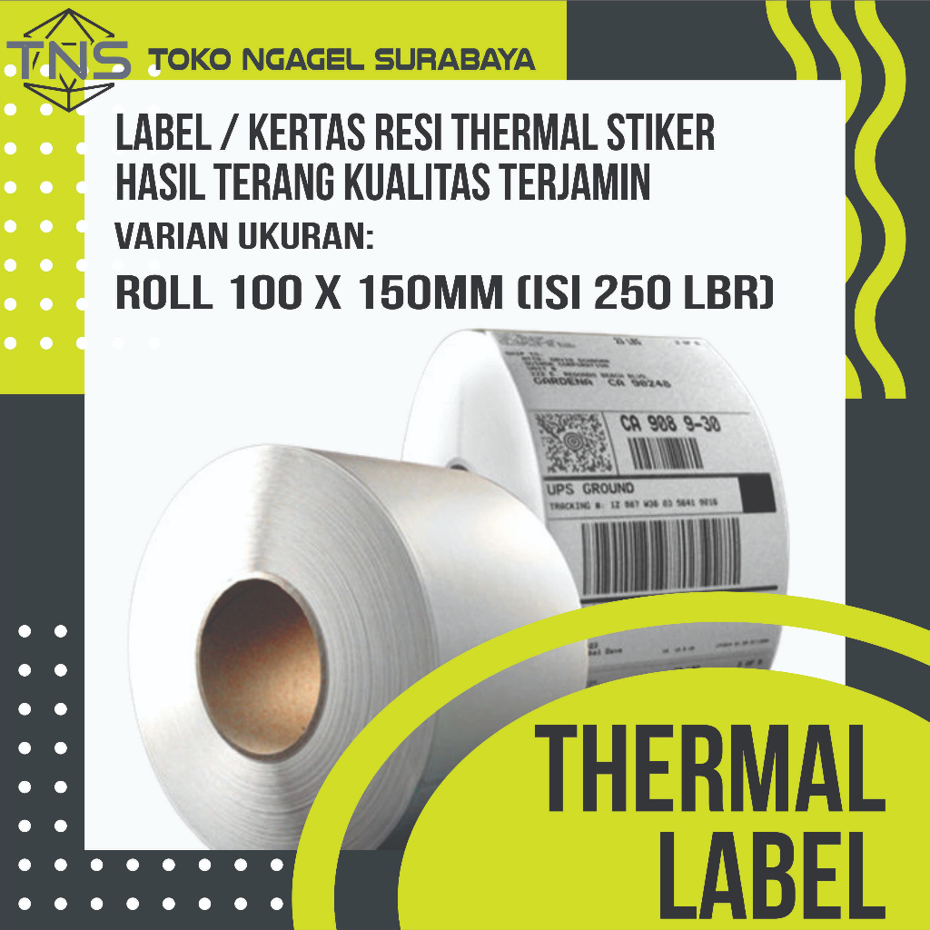 

[Toko Ngagel Surabaya] 100 x 150 isi 250 lembar THERMAL PAPER STIKER LABEL RESI ONLINE SHOP