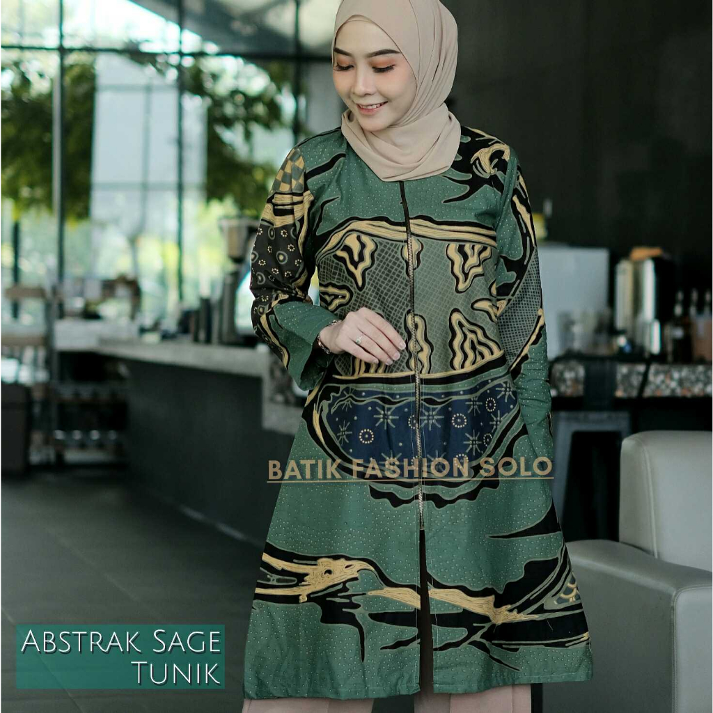 Tunik batik wanita Hijau Sage Green Terbaru