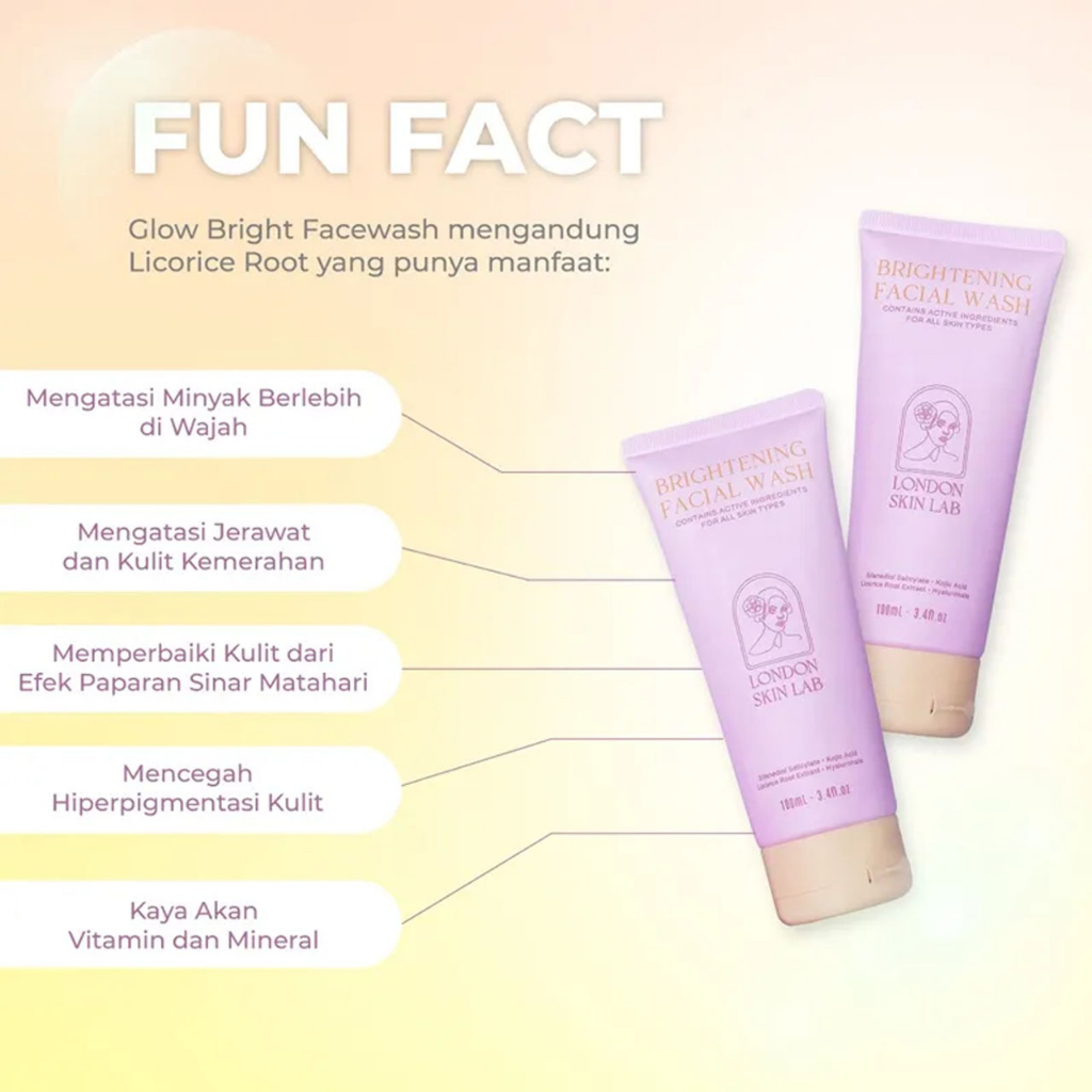 Sabun Cuci Muka London Skin Lab - Glow Bright Skin Facewash 100ml (BPOM)