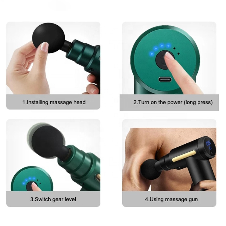 Alat Pijat Getar Elektrik Seluruh Badan 4 in 1 / Massage Gun (Pistol pijat otot jaringan dalam)