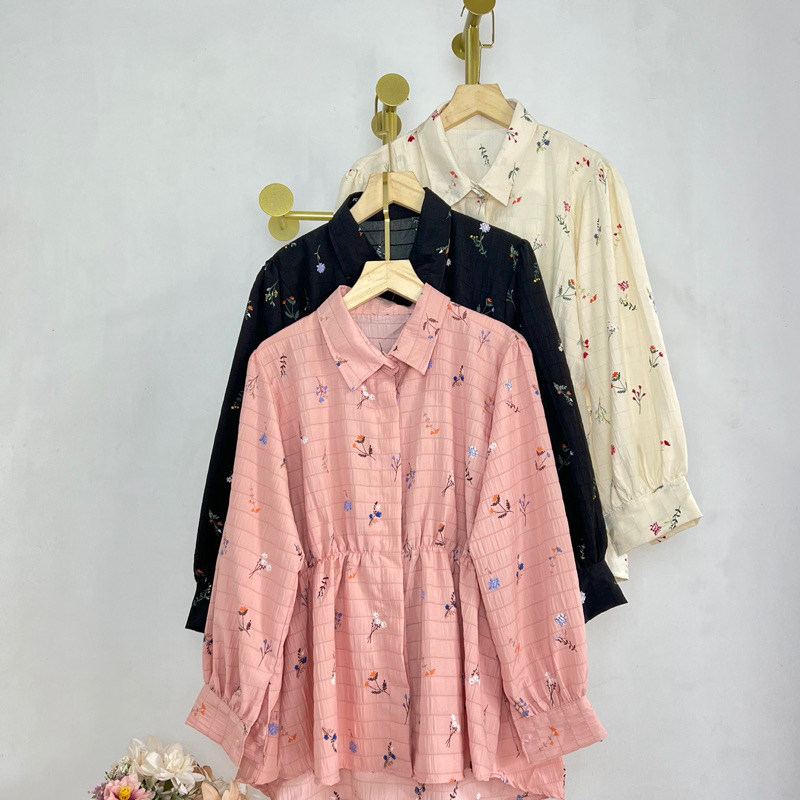 FERLIN BLOUSE FLOWERS RUFFLE MOTIF PREMIUM BY DHEVIA ID