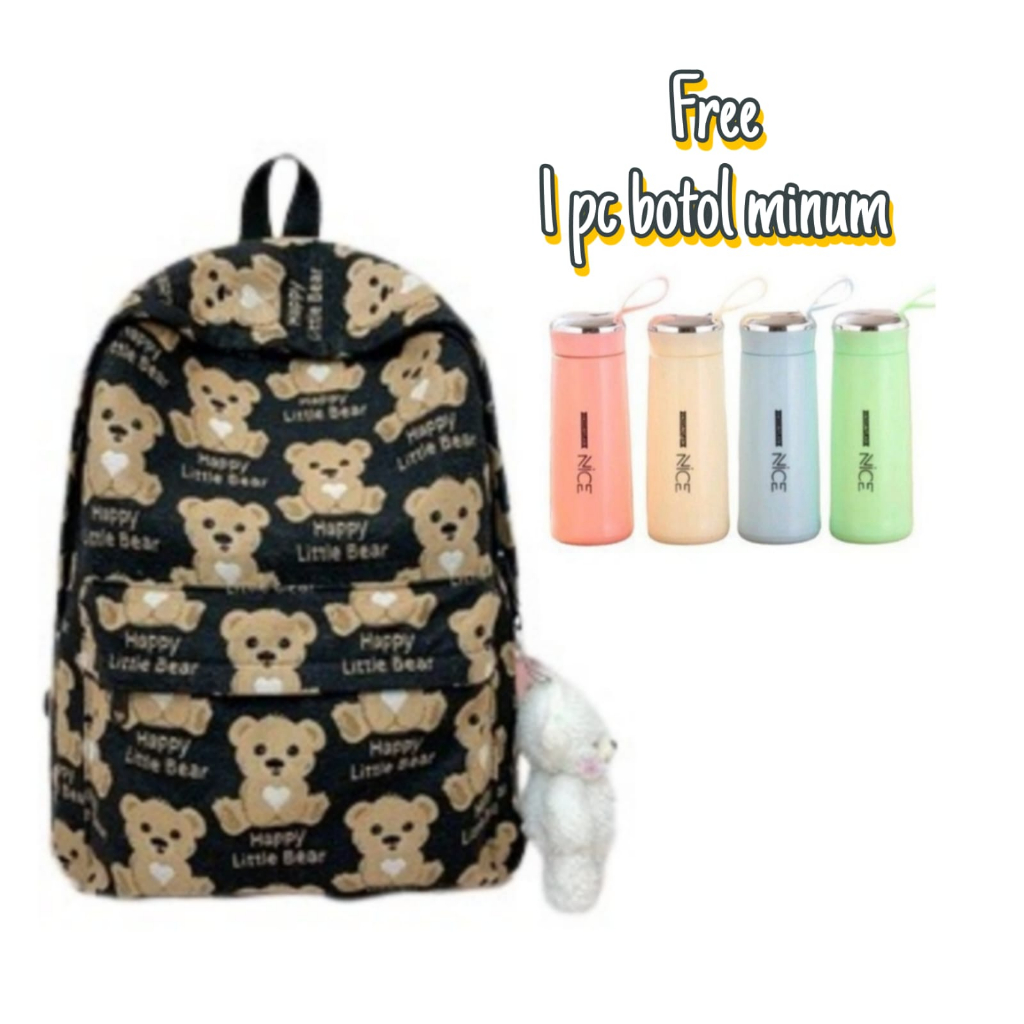 New Ransel Anak Sekolah BAMBI BEAR Bag Ransel Wanita Motif Beruang Korea Cute K-POP Omo Omo Kiyowo Maksimal Import Bag