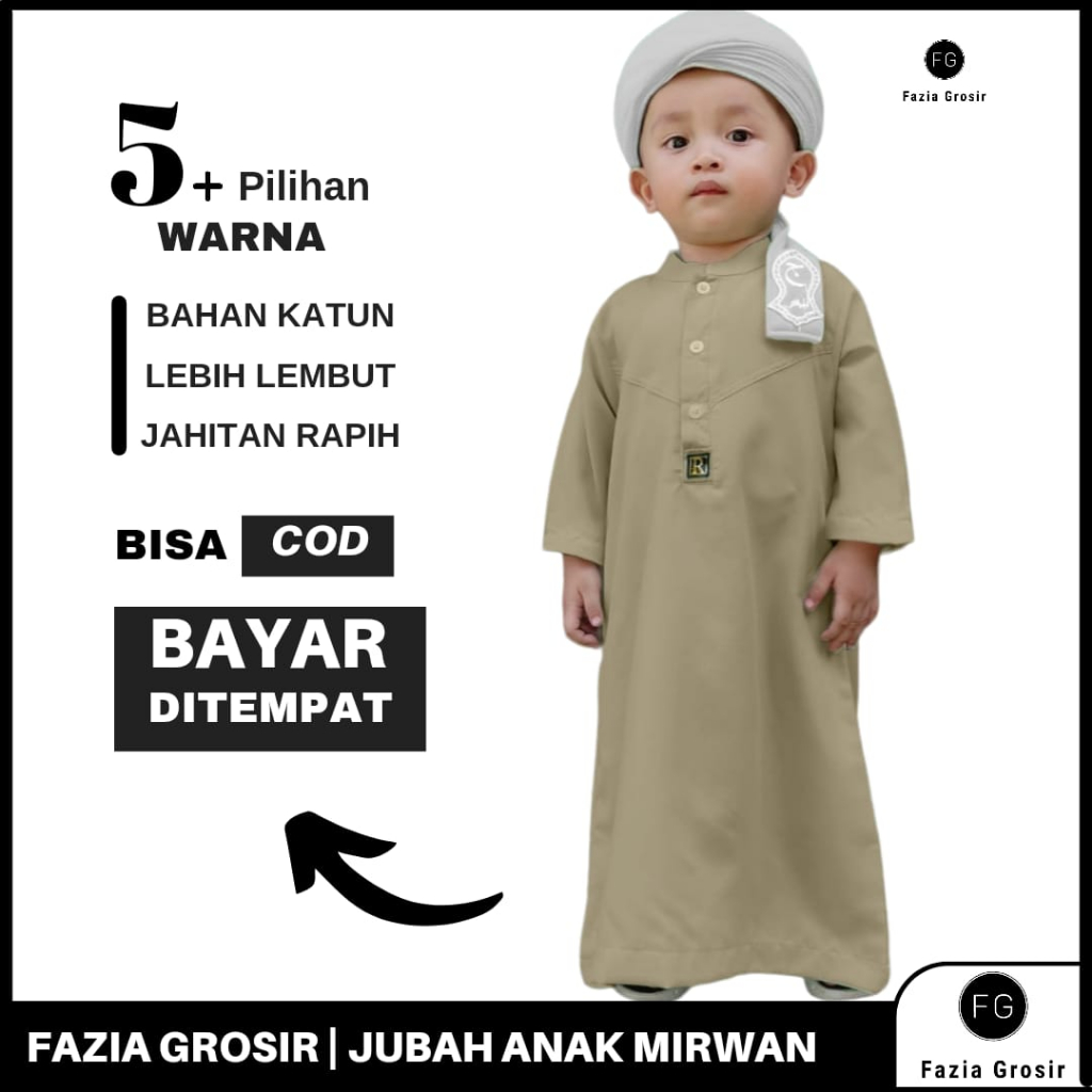 Jubah Anak MIRWAN by RAINAN ORI / Jubah Anak Terbaru 2023 / Jubah Anak Lengan Panjang / Gamis Anak Laki Laki / Jubah Anak Usia 1-13 tahun / Baju Koko Muslim Anak Laki Laki