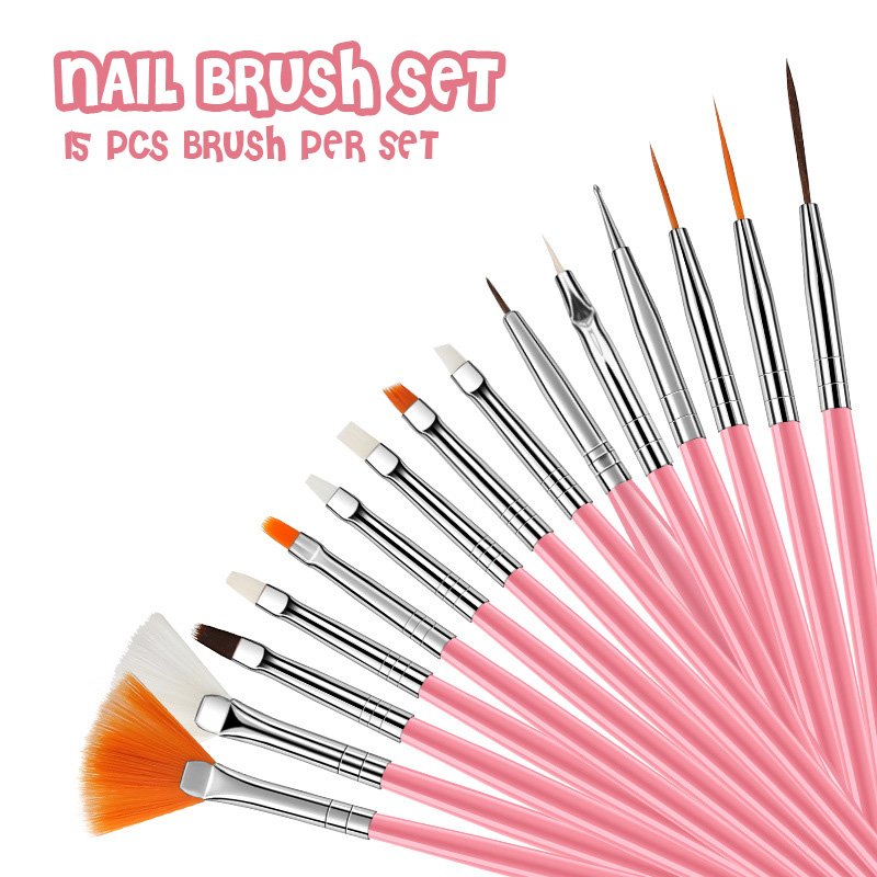 𝐂𝐢𝐭𝐚𝐝𝐞𝐚𝐥 - Set Kuas Nail Art Isi 15Pcs, Pro Nail Art