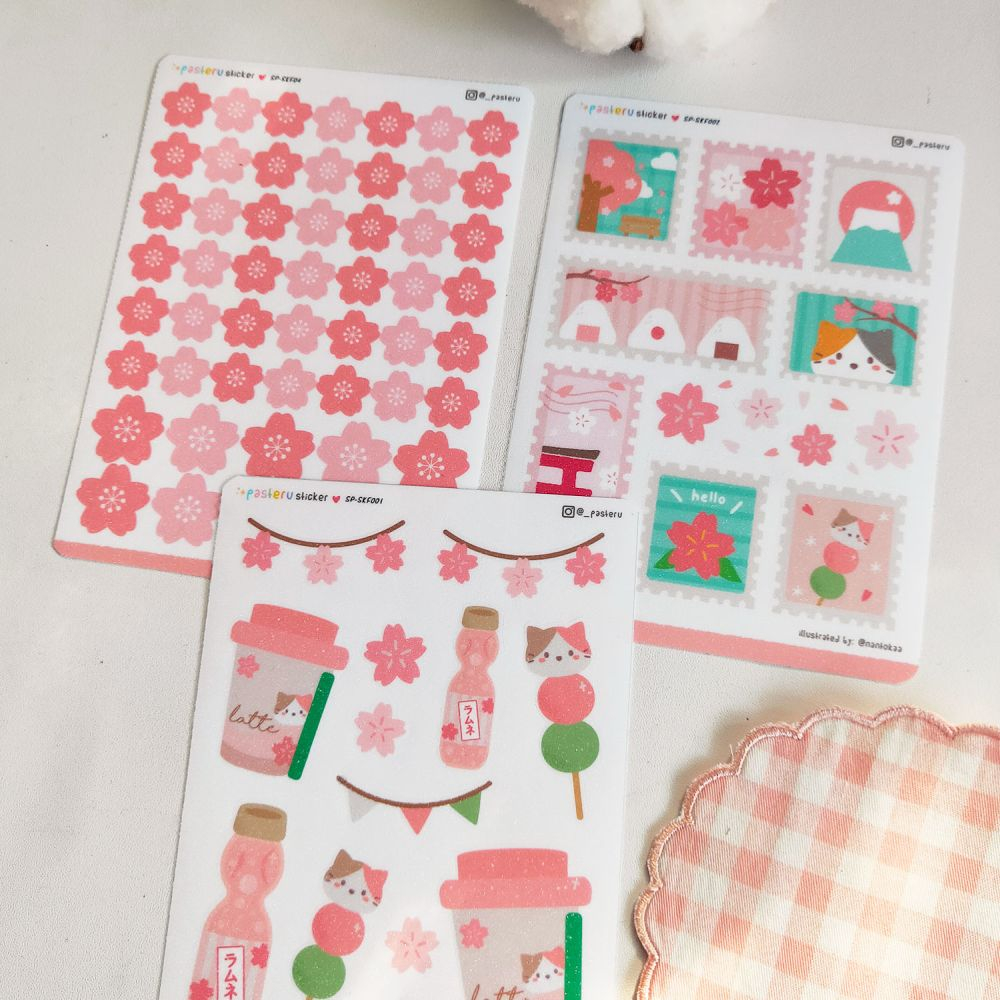 

PASTERU STICKER Sakura Glitter Sticker Sheet / Stiker Kiss Cut