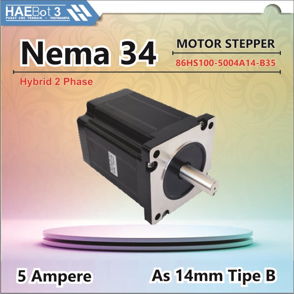 [HAEBOT 3] Motor Stepper Nema 34 Nema34 86HS100 6.8Nm 5A as 14mm CNC Laser Router Plasma Milling Hig