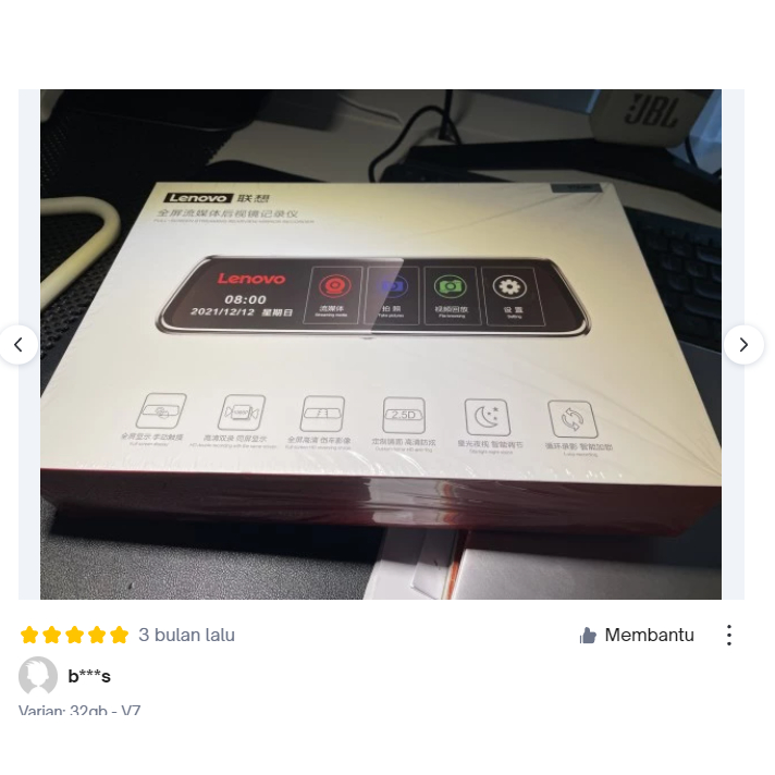 Lenovo V7 Plus Pro Dash Cam 3K Full HD Car DVR Mobil Kamera Spion