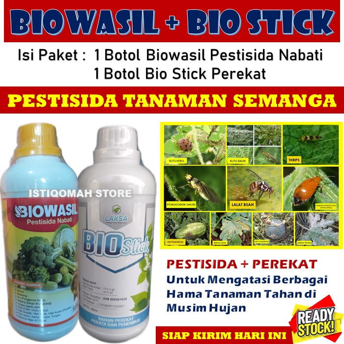 OBAT HAMA CABE RAWIT Terbaik Tahan di Musim Hujan BIOWASIL + BIO STICK Pestisida Perekat Alami Obat Semprot Hama Kutu Putih, Kutu Kebul, Ulat Grayak, Ulat Buah, Kutu Daun, Lalat Buah, Aphid, dll Pada Tanaman Cabai Cabe Rawit