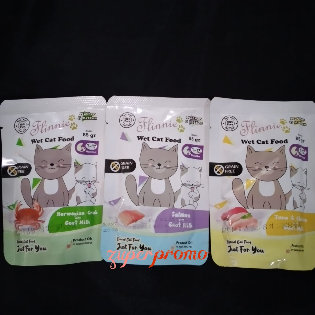 Flinnie Wet Cat Food Mother Kitten 85gr / Makanan Basah Induk Anak Kucing