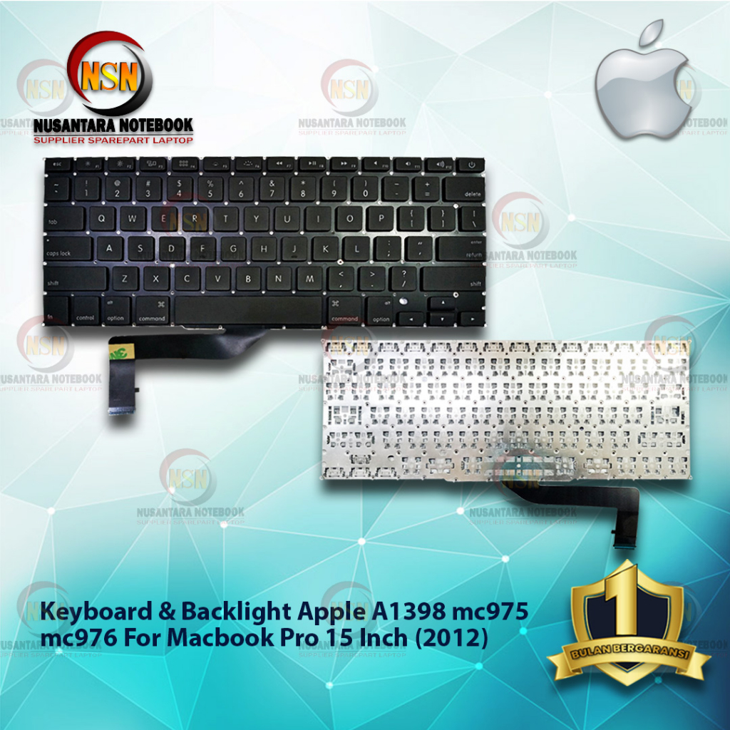 Keyboard + Backlight Apple A1398 mc975 mc976 For Mac Pro 15 Inch (2012)