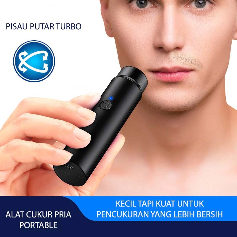 ALAT CUKUR MINI PORTABLE USB PISAU CUKUR KUMIS JENGGOT KETIAK FREE KUAS PEMBERSIH DAN KABEL DATA PRIA WANITA