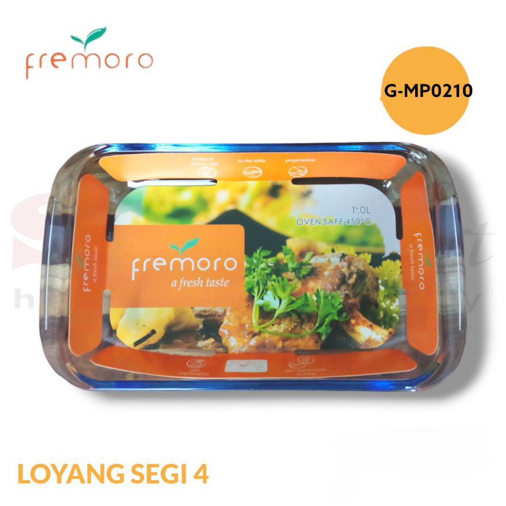 FREMORO LOYANG SEGI PANJANG KACA BOROSILICATE / GLASS BAKEWARE