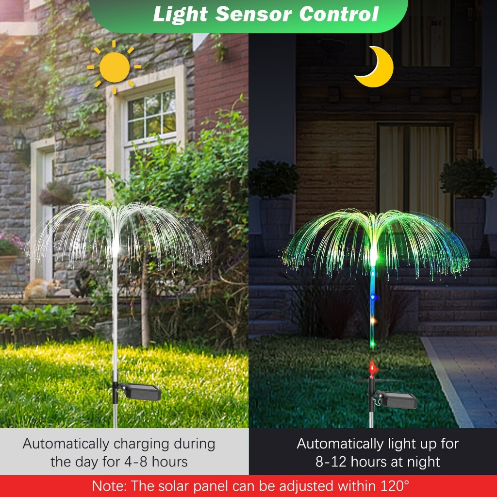 Lampu Taman LED Solar Berubah 7 Warna Tahan Air Lampu Kembang Api / Lampu Solar Outdoor Bunga Solar Jellyfish Light