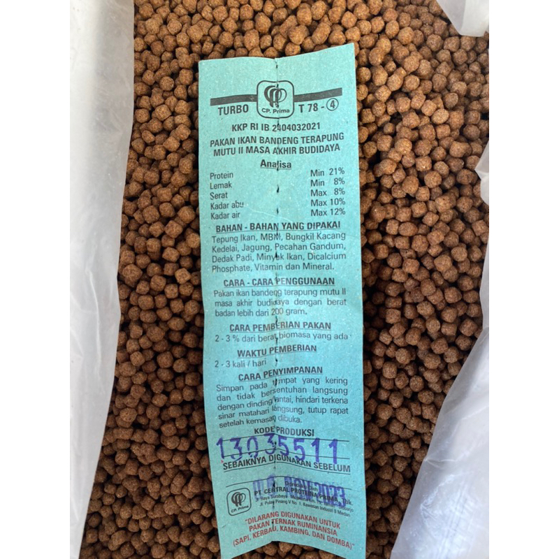 PAKAN IKAN T78 -4 PER KG/500Gr