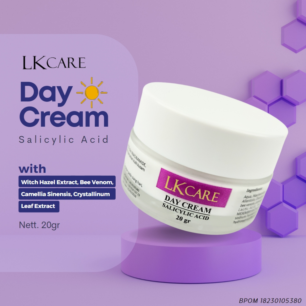 LKCare Day Cream Salicylic Acid 2% 20gr Pelembab Mengecilkan Pori-pori Memperbaiki Jerawat Tumpas Komedo Pemutih Kontrol Minyak Anti-penuaan Perawatan Kulit