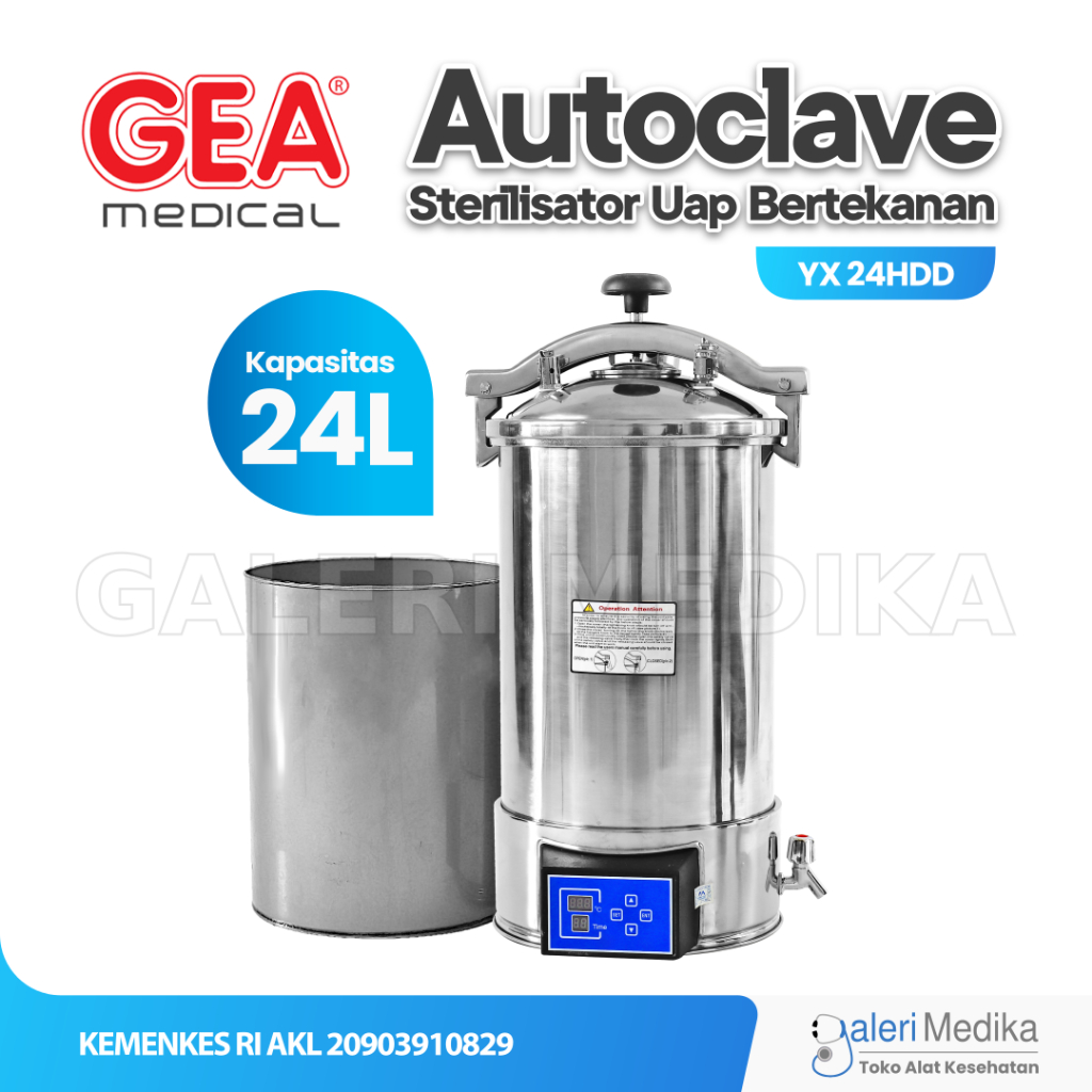 Autoclave GEA YX-24HDD Pressure Steam Sterilizer Dengan Timer - Alat Sterilisasi