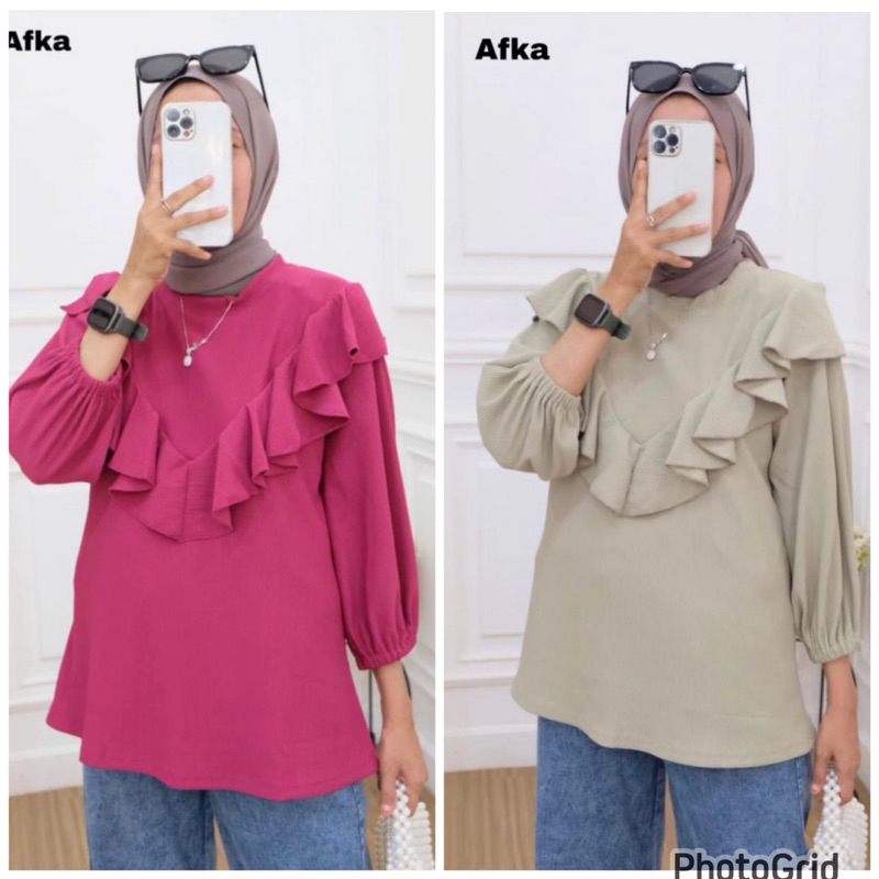 atasan wanita blouse noera ruffle hanover merk clarke