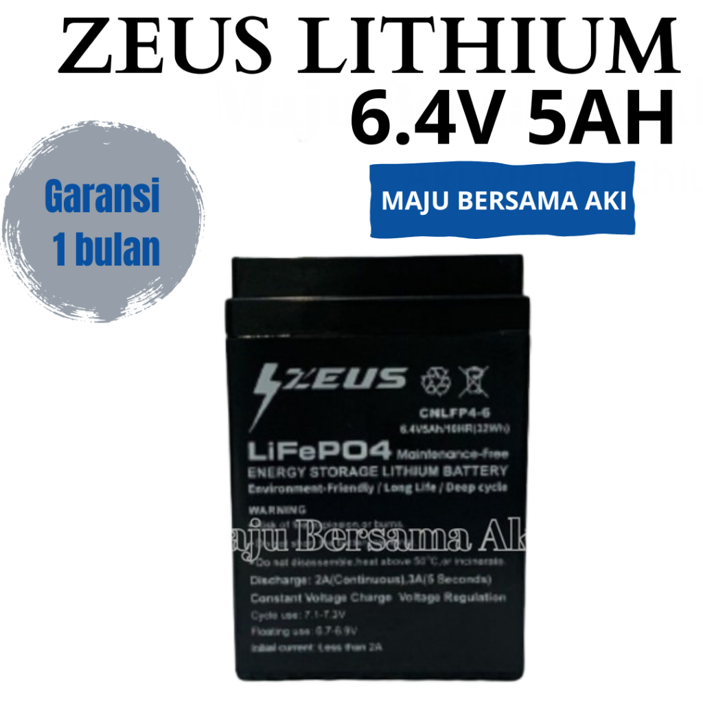 Aki Lithium Zeus 6.4V 5Ah Accu Lithium Mainan Anak Motor Mobil Mobilan