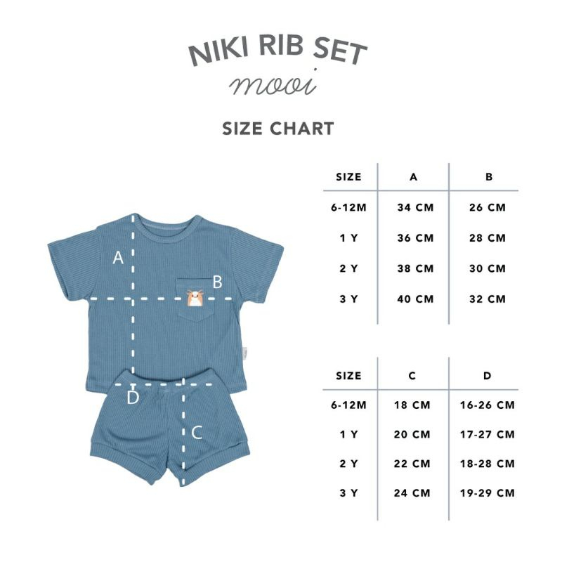 MOOI Niki Rib Set | Setelan Baju Bayi Anak Pendek 1-3 Tahun