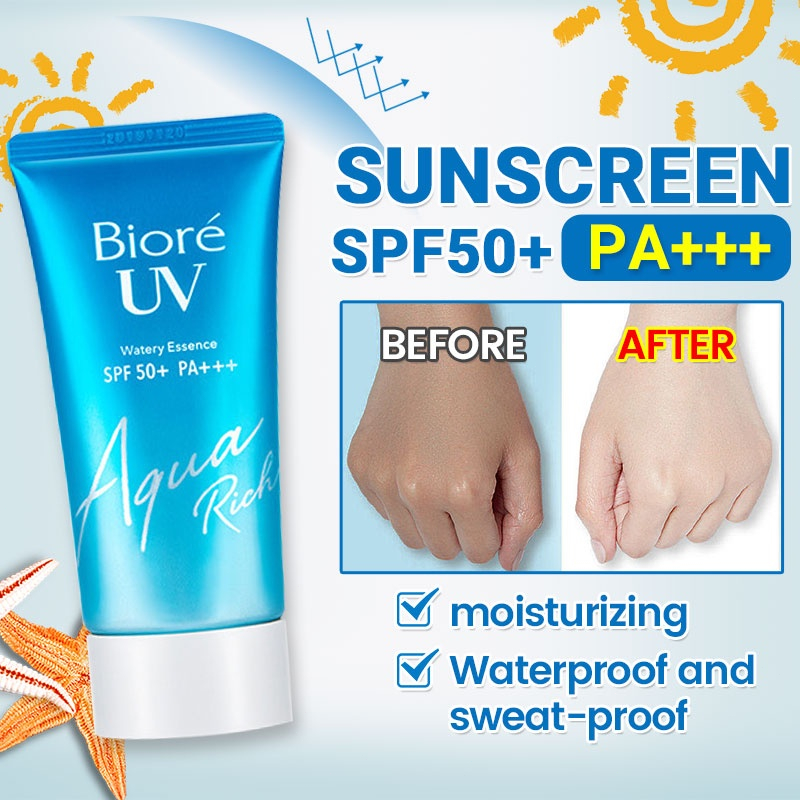 Biore UV Aqua Rich Watery Essence Sunscreen Untuk Melindungi Kulit SPF 50 PA++++ 50g Moisturizer Skin Care
