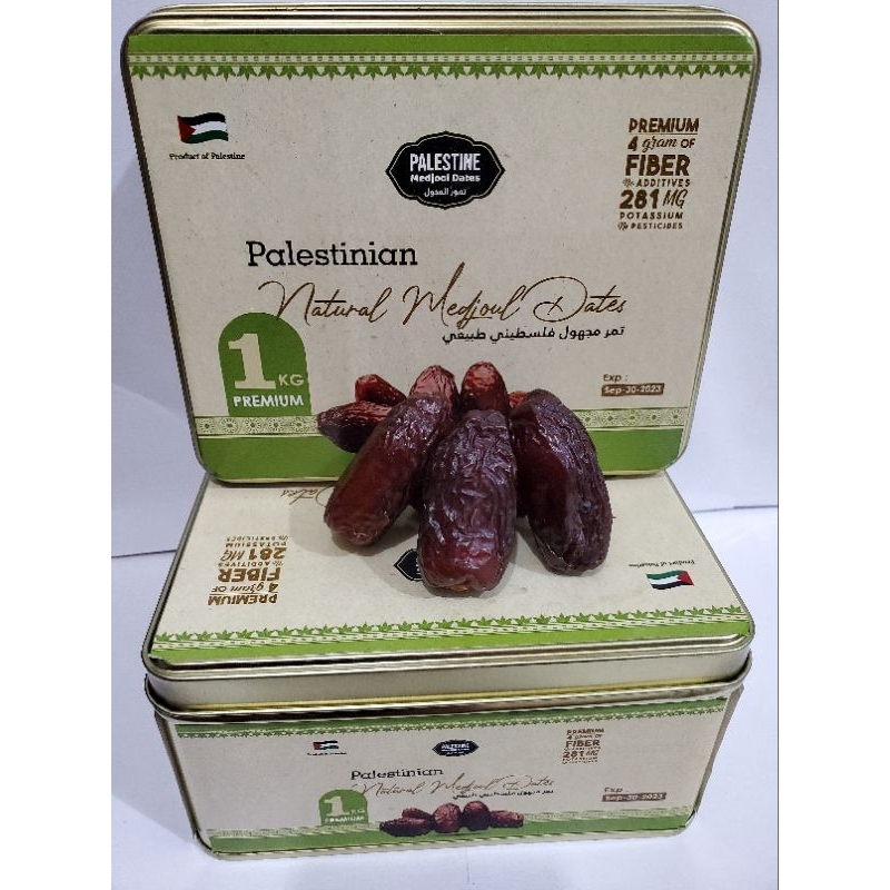 

kurma medjool palestine grade A, premium kemasan kaleng1kg