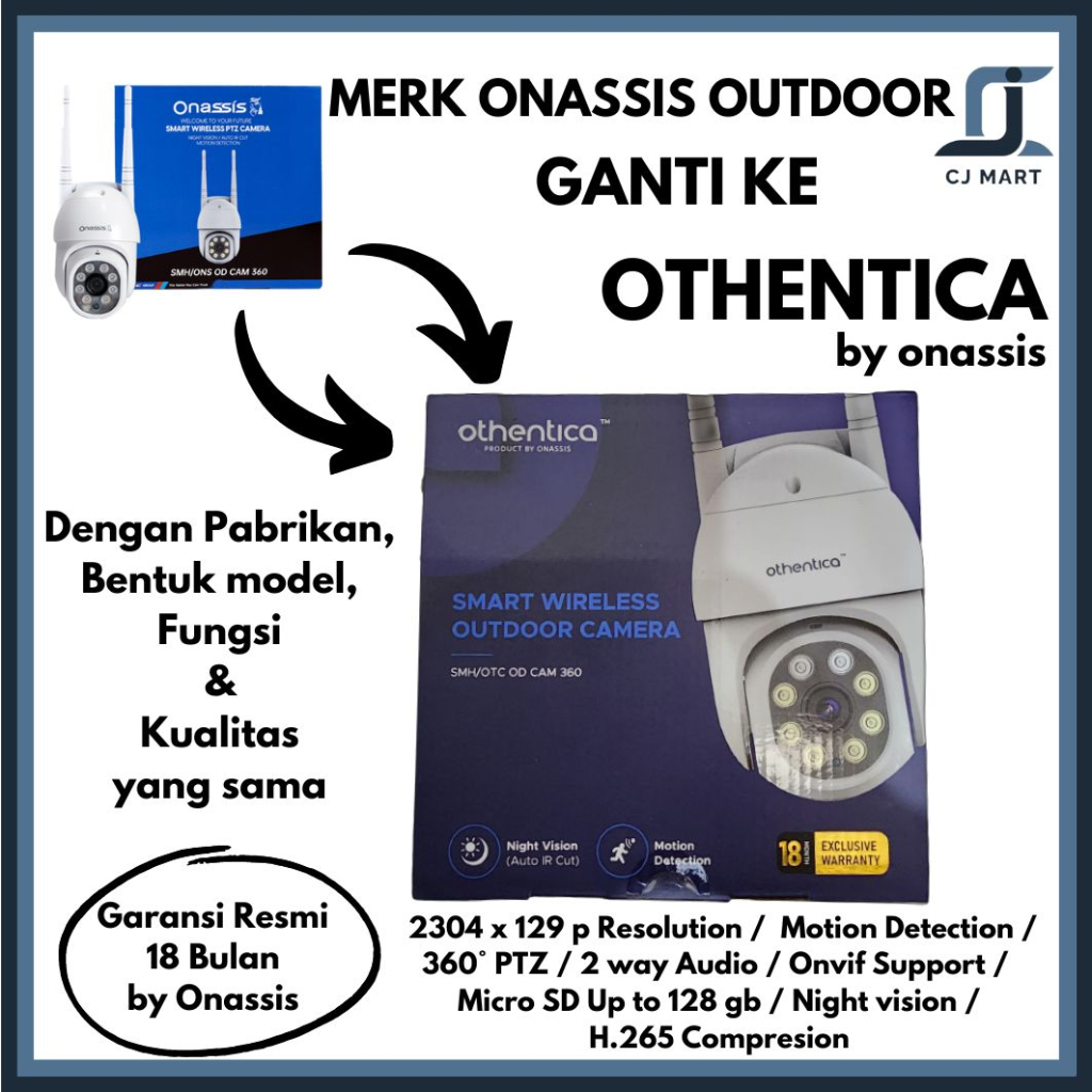 Onassis / Othentica Smart Outdoor Camera 360 IP Cam CCTV IP65 Weatherproof