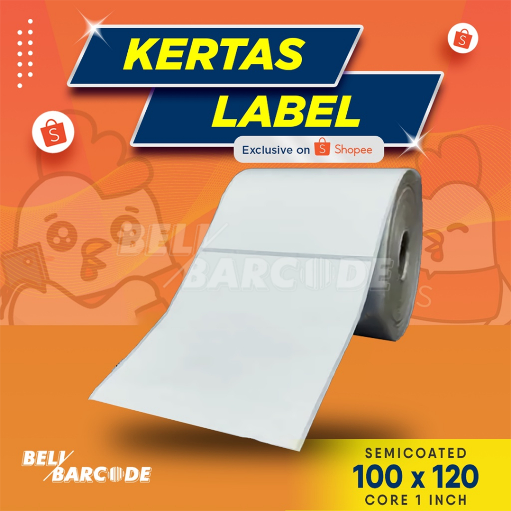 Stiker Label Barcode 100x120mm Semicoated 1 Line isi 500 Pcs