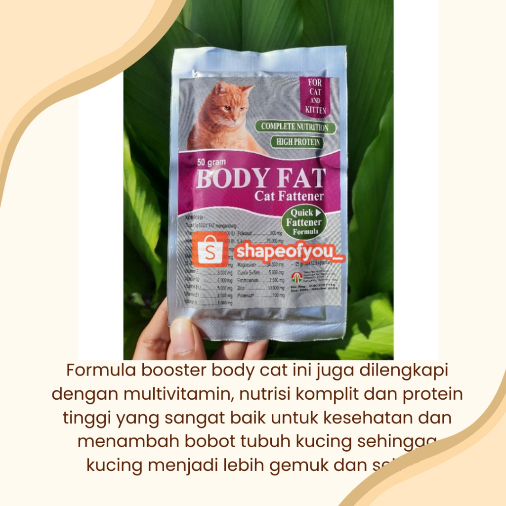 BODY FAT Cat 50gr Penambah Berat Badan Kucing Penggemuk