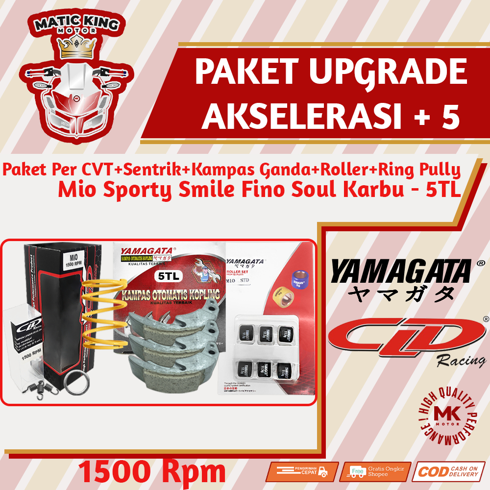 Paket Per CVT + Sentrik + Roller Kampas ganda Yamaha Mio Nmax Aerox Soul GT Fazzio Lexi X Ride Fino Freego CLD YAMAGATA 1000/1500 RPM